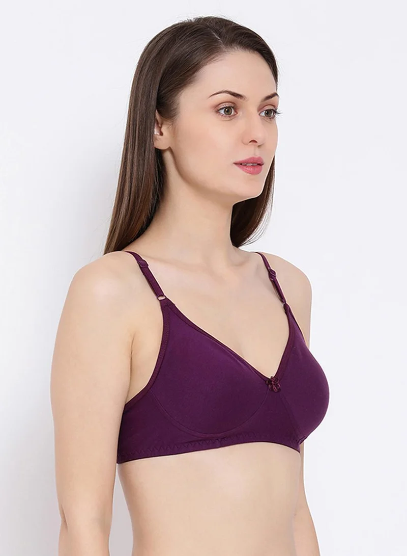 Clovia Multicolour Non-Padded Non-Wired Full Coverage T-Shirt Bra in Navy Blue - Cotton for Women | Best Price UAE